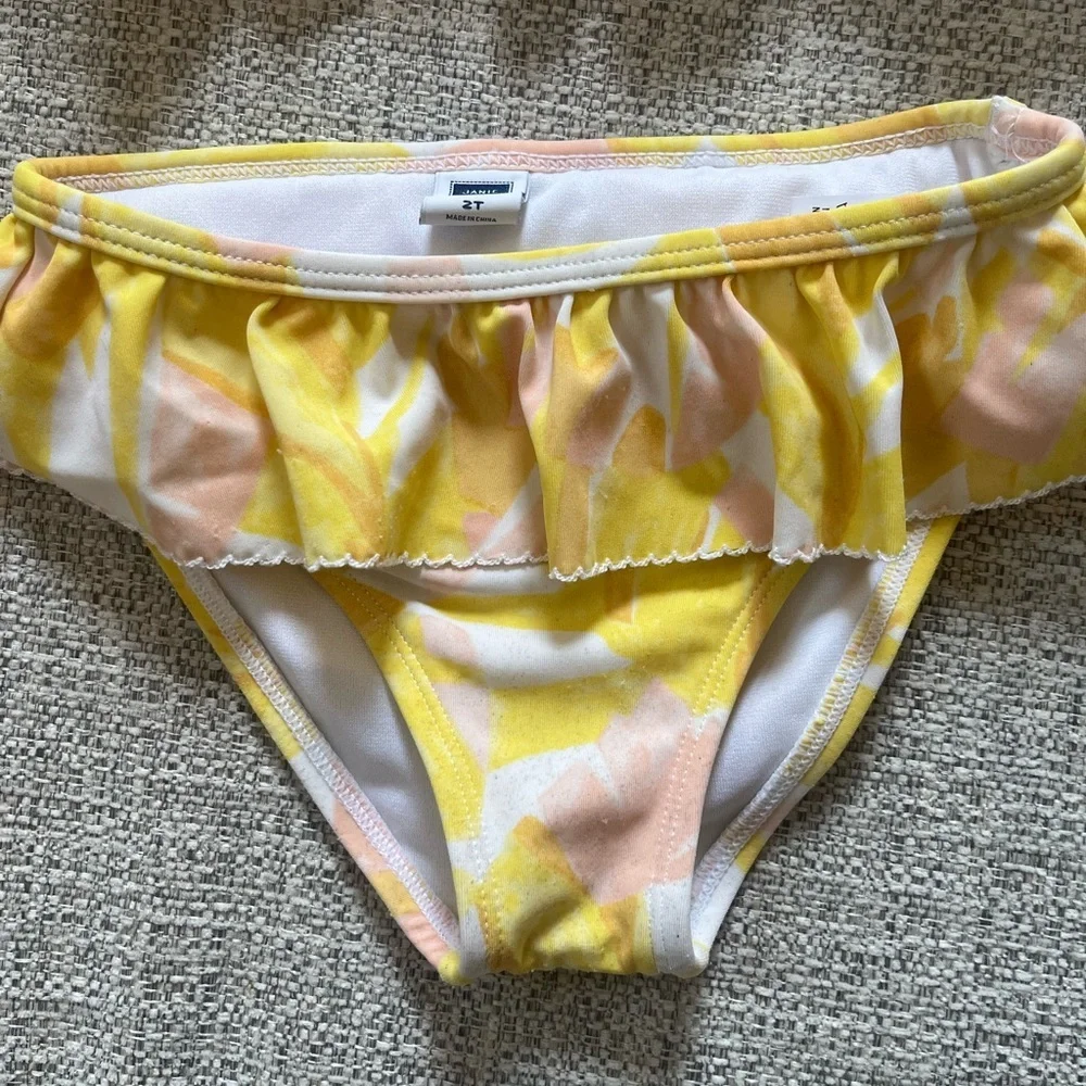 Janie and Jack Yellow and Pink 2T Kids Swim Bikini